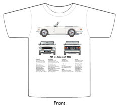 Triumph TR6 1969-76 White (disc wheels) T-shirt Front